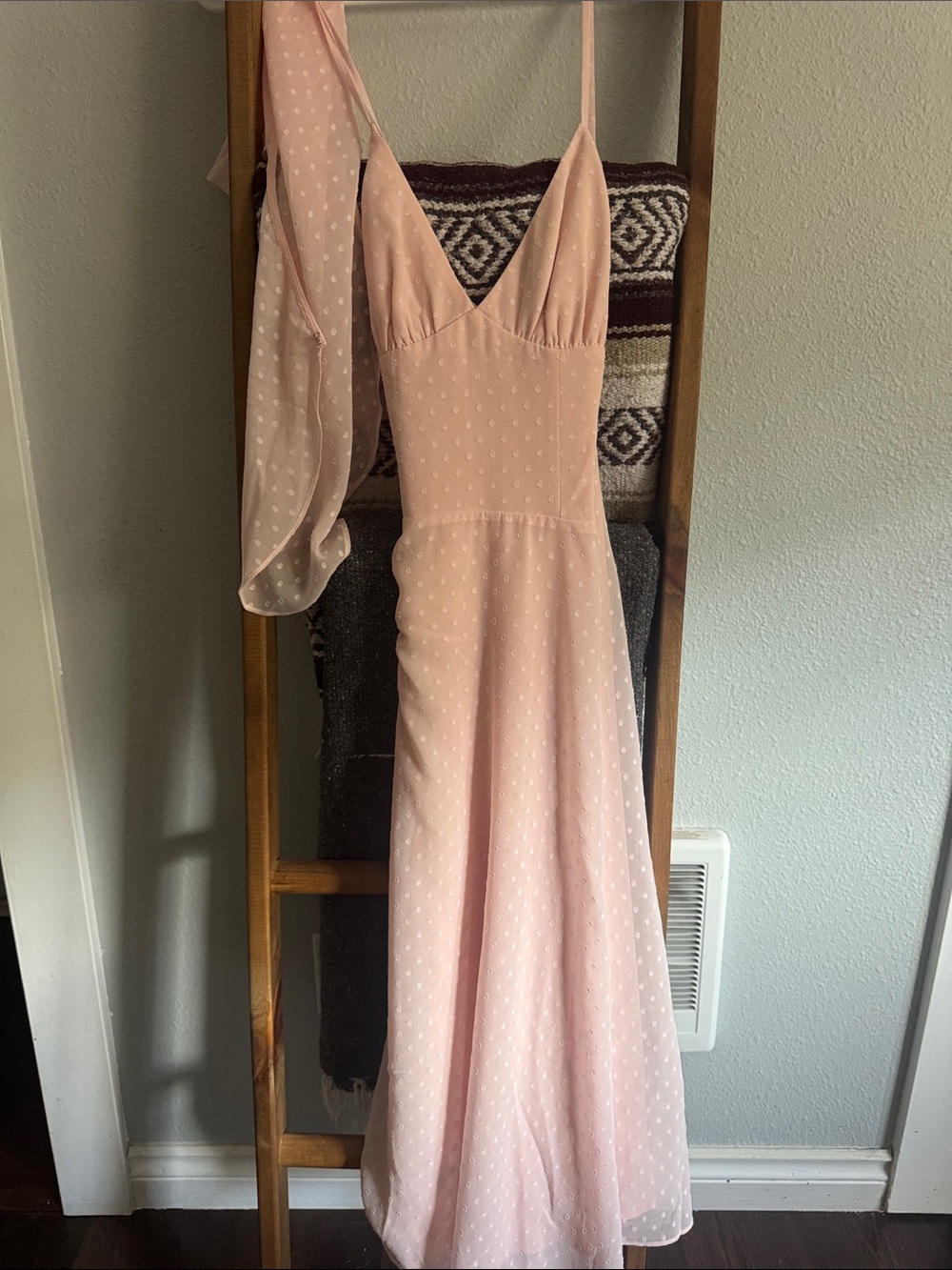 Reformation Blush Pink Sleeveless Swiss Dot Maxi Dress